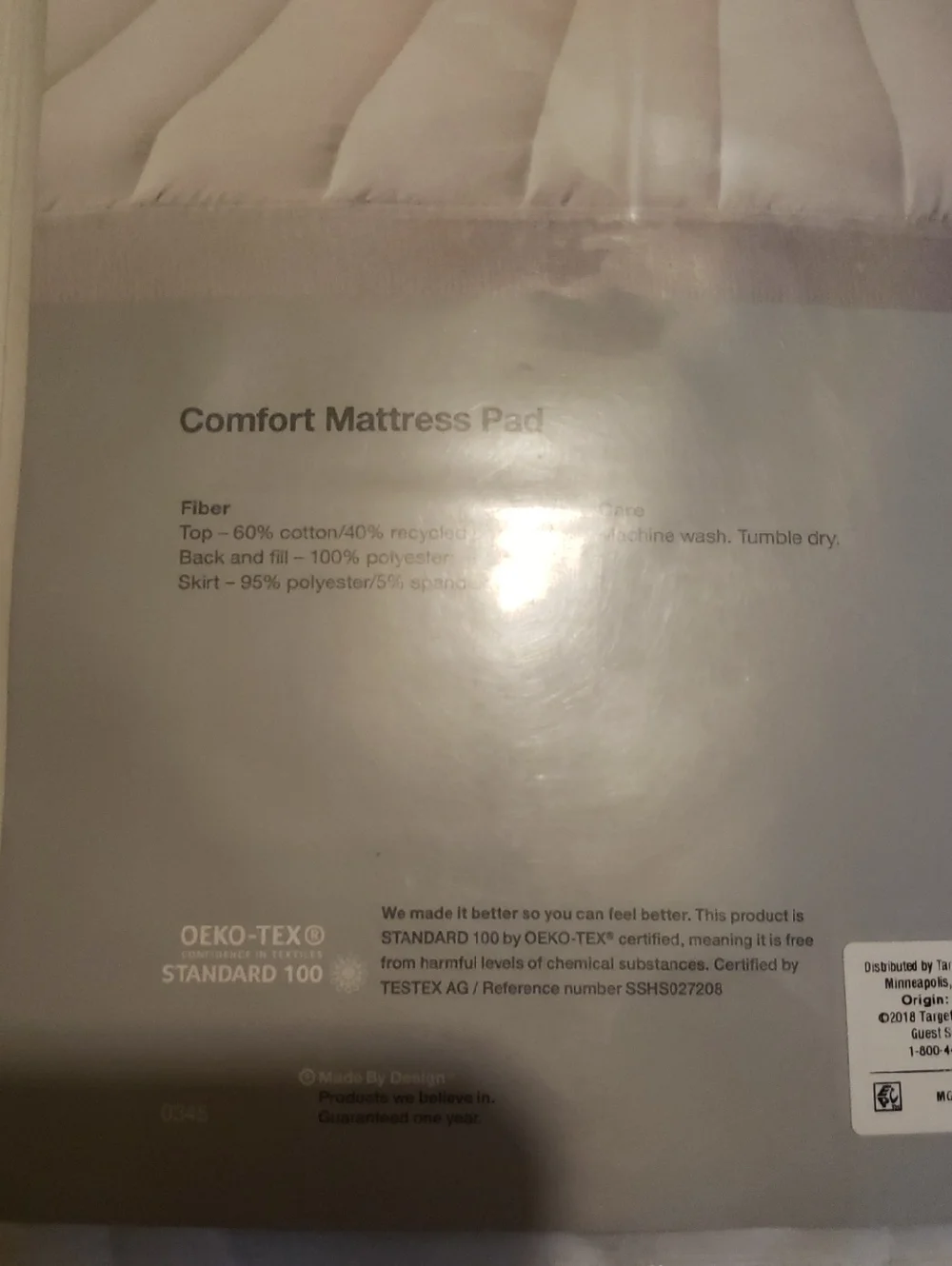 White Comfort Mattress Pad XL Twin